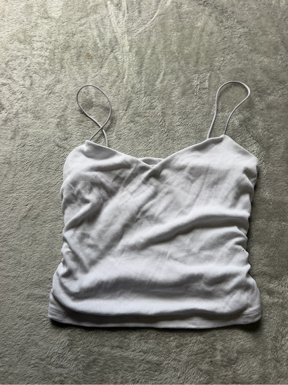 White Fox Cropped Cami V-Neck In white